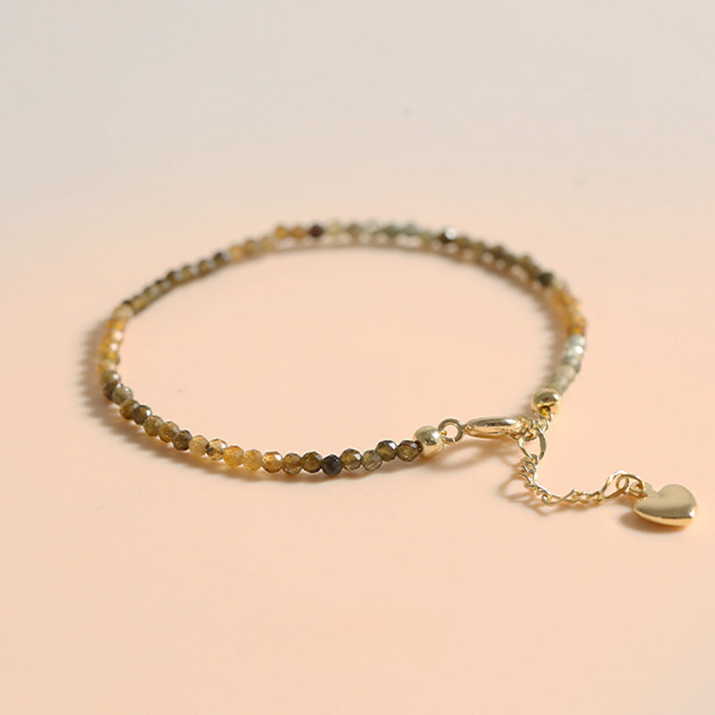 Elegant 2mm Yellow Tourmaline Bracelet with Retro Chinese Design for Best Friend's Birthday Gift