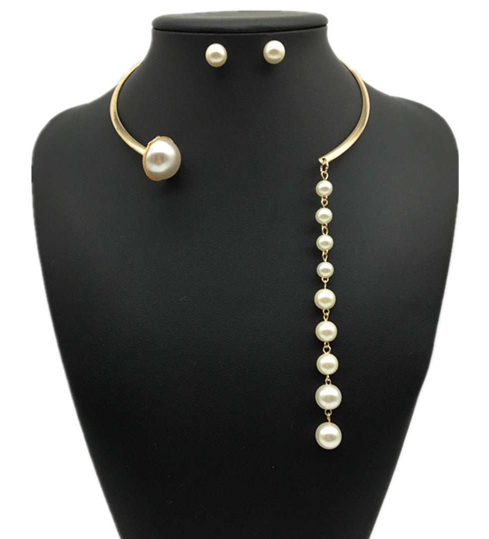 Star Pearl Alloy Choker Necklace Set By Planderful Collection