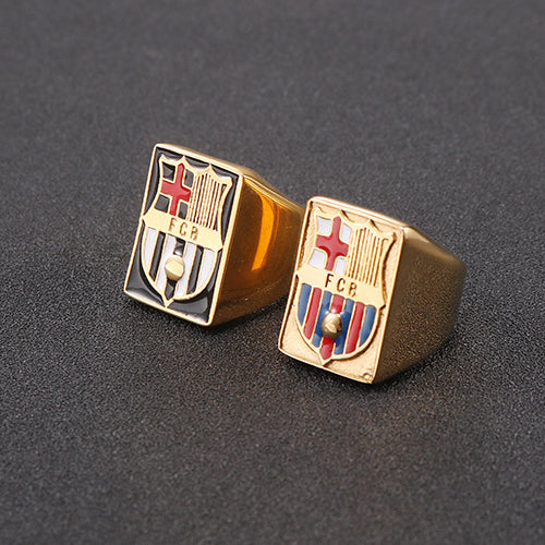 FCB Titanium Steel Ring for Men - Barcelona Football Club Logo Jewelry