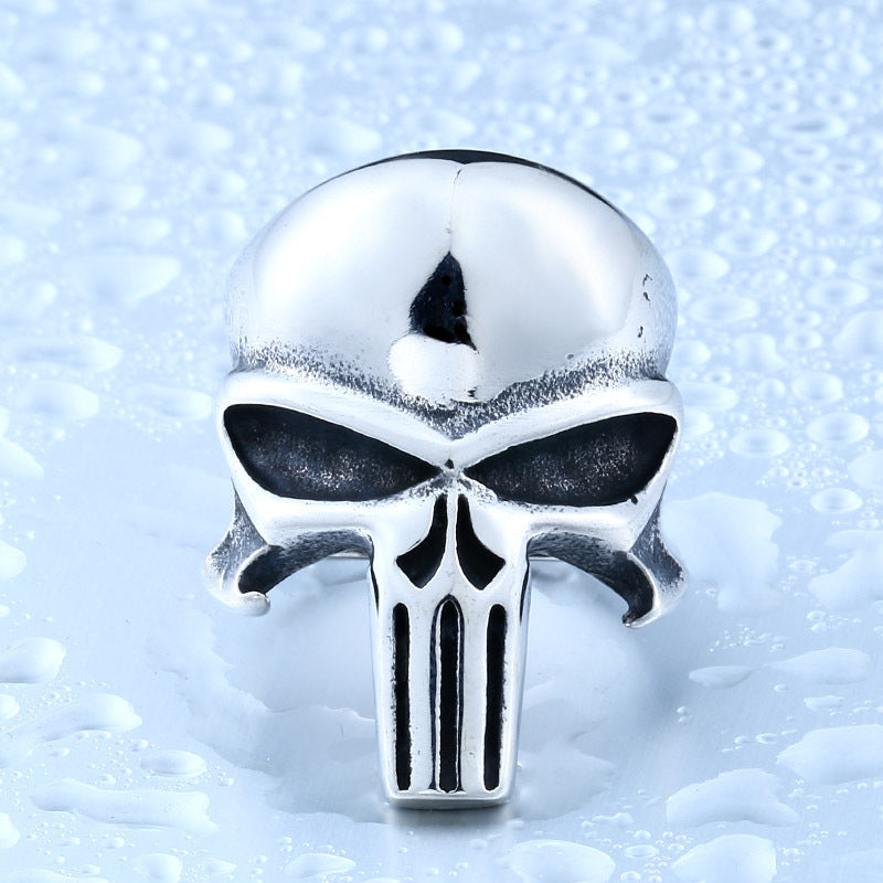 Customizable Vintage Men's Titanium Steel Punisher Ring - Statement Fashion Jewelry