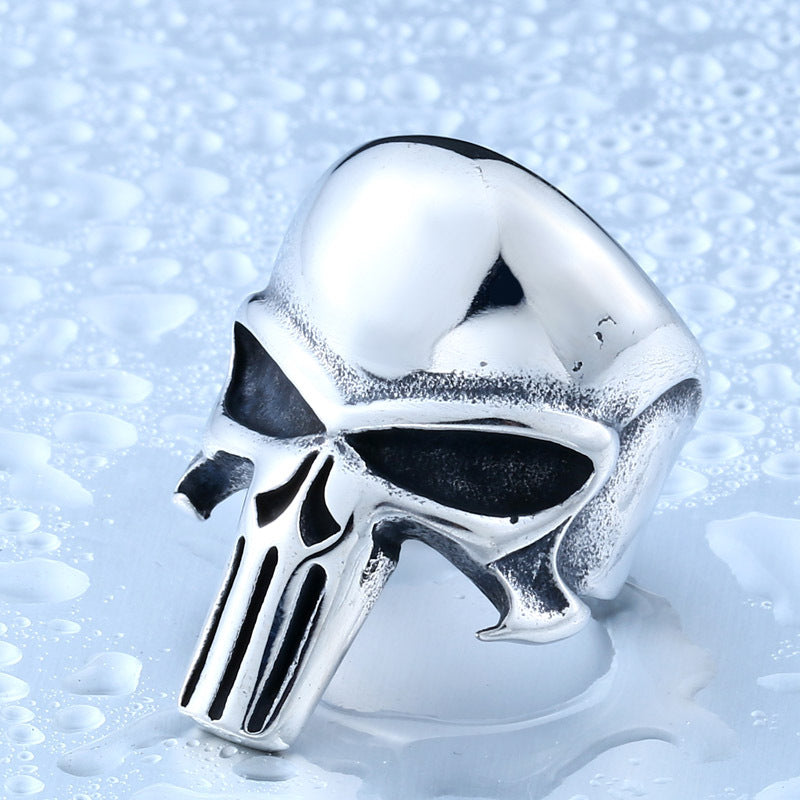 Customizable Vintage Men's Titanium Steel Punisher Ring - Statement Fashion Jewelry