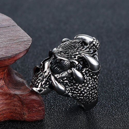 Men's Titanium Steel Skull Ring with Religious Totem - Trendy Domineering Design for Men