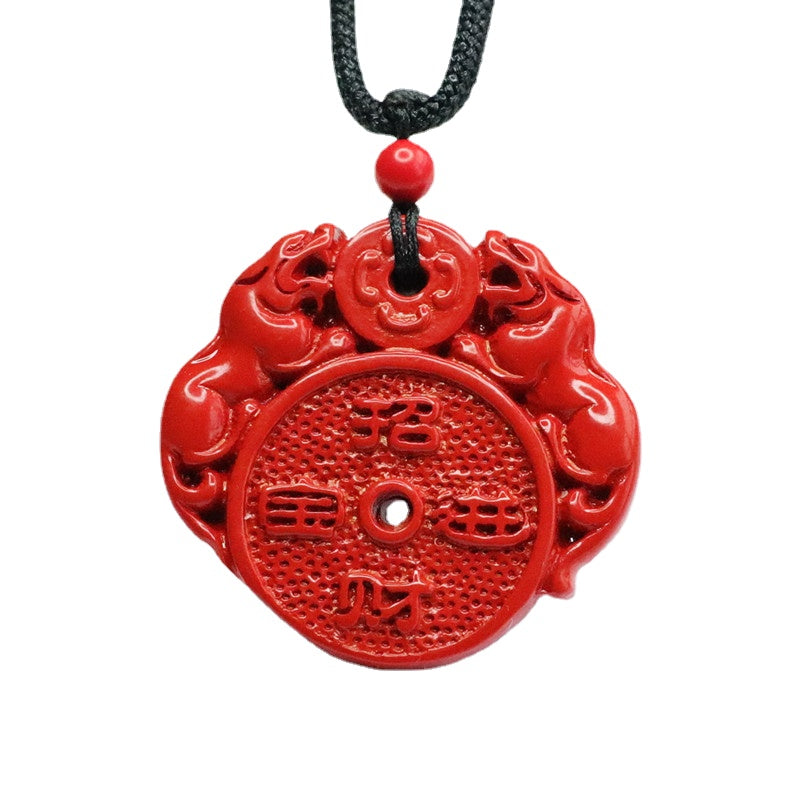 Red Sand Cinnabar Double Pixiu Fortune Protection Pendant