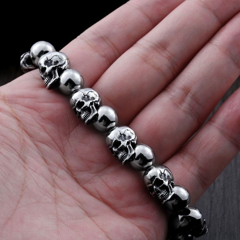 Titanium Steel Men's Punk Skull Bracelet - Edgy Cross-Border Fashion Jewelry