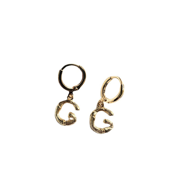 26-Letter Small Earring Set in Alloy Bamboo Design