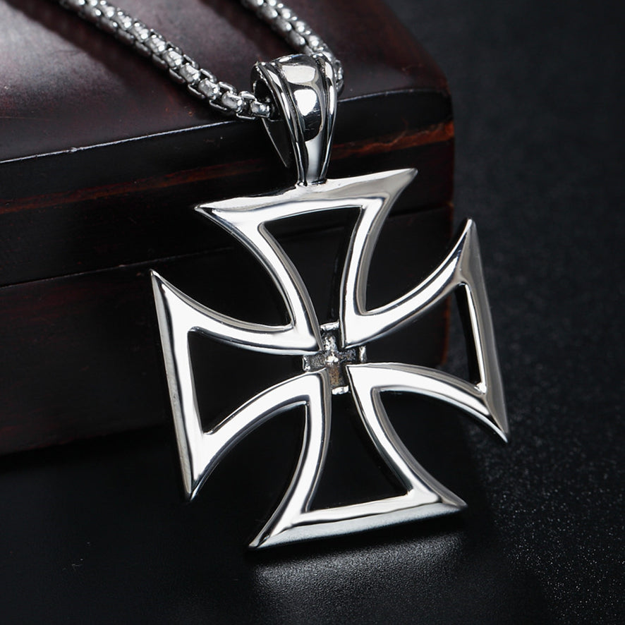 Hollow Teutonic Cross Titanium Steel Necklace for Men