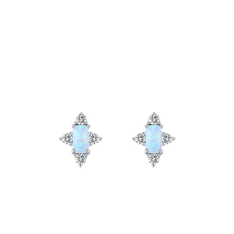 Sweet Opal S925 Silver Stud Earrings