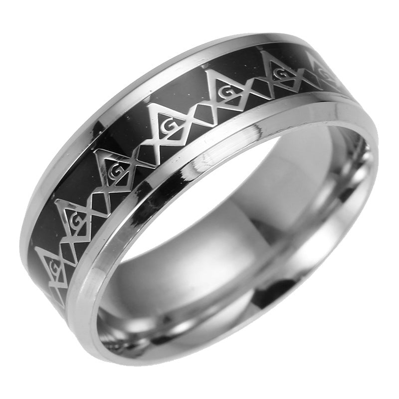 European American Freemason Stainless Steel Ring for Men - Wholesale Cross-border Jewelry