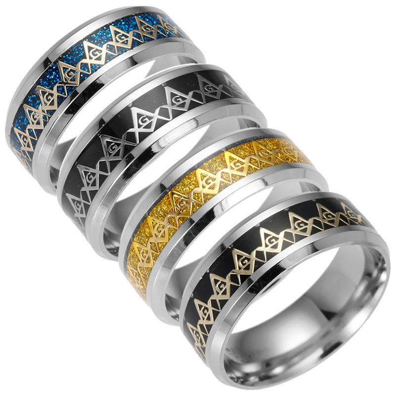 European American Freemason Stainless Steel Ring for Men - Wholesale Cross-border Jewelry