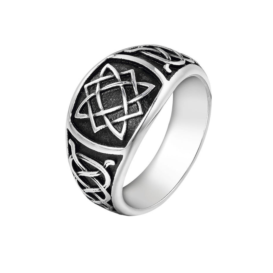 European and American Style Retro Six-Pointed Star Titanium Men's Ring