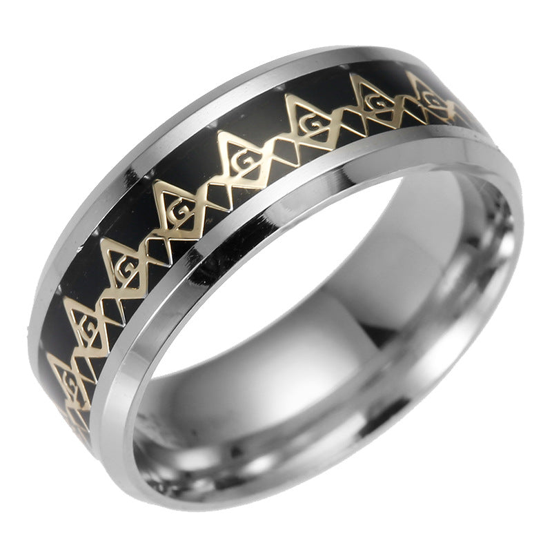 European American Freemason Stainless Steel Ring for Men - Wholesale Cross-border Jewelry