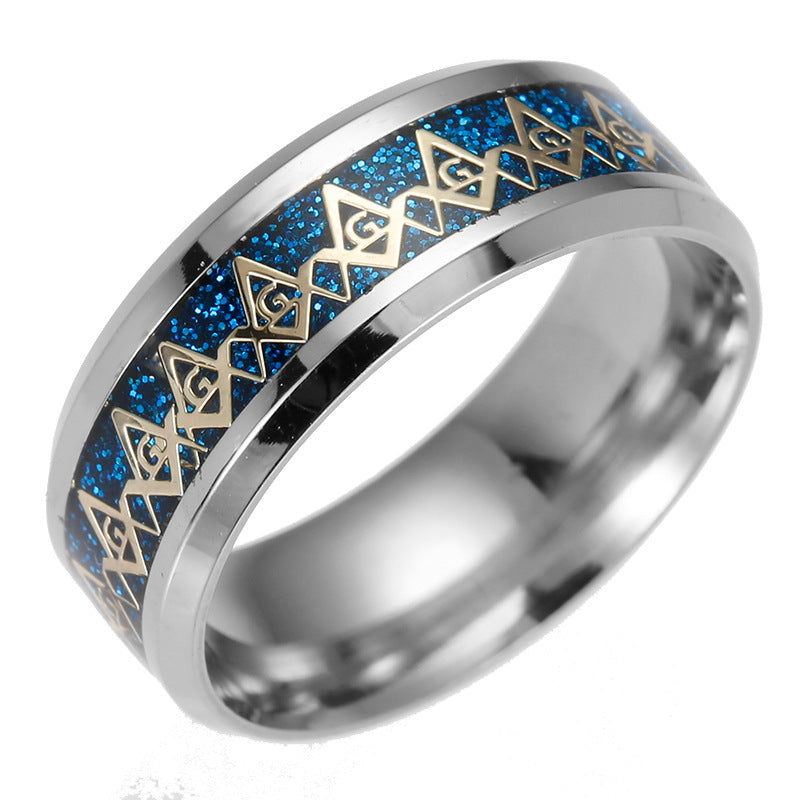 European American Freemason Stainless Steel Ring for Men - Wholesale Cross-border Jewelry