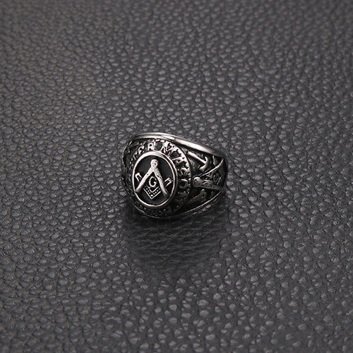 Personalized Retro Freemasonry Titanium Steel Ring for Men - European and American Fashion Jewelry