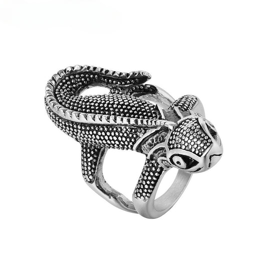 Lizard Double Layer Titanium Steel Ring for Men