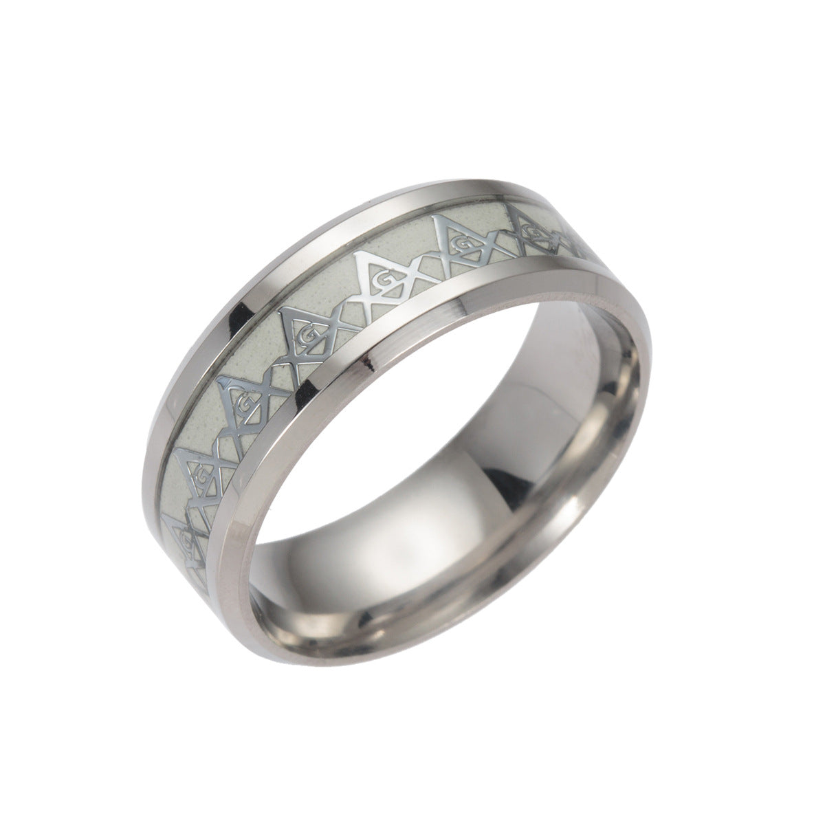 Luminous Masonic Steel Ring for Men - Retro European Style