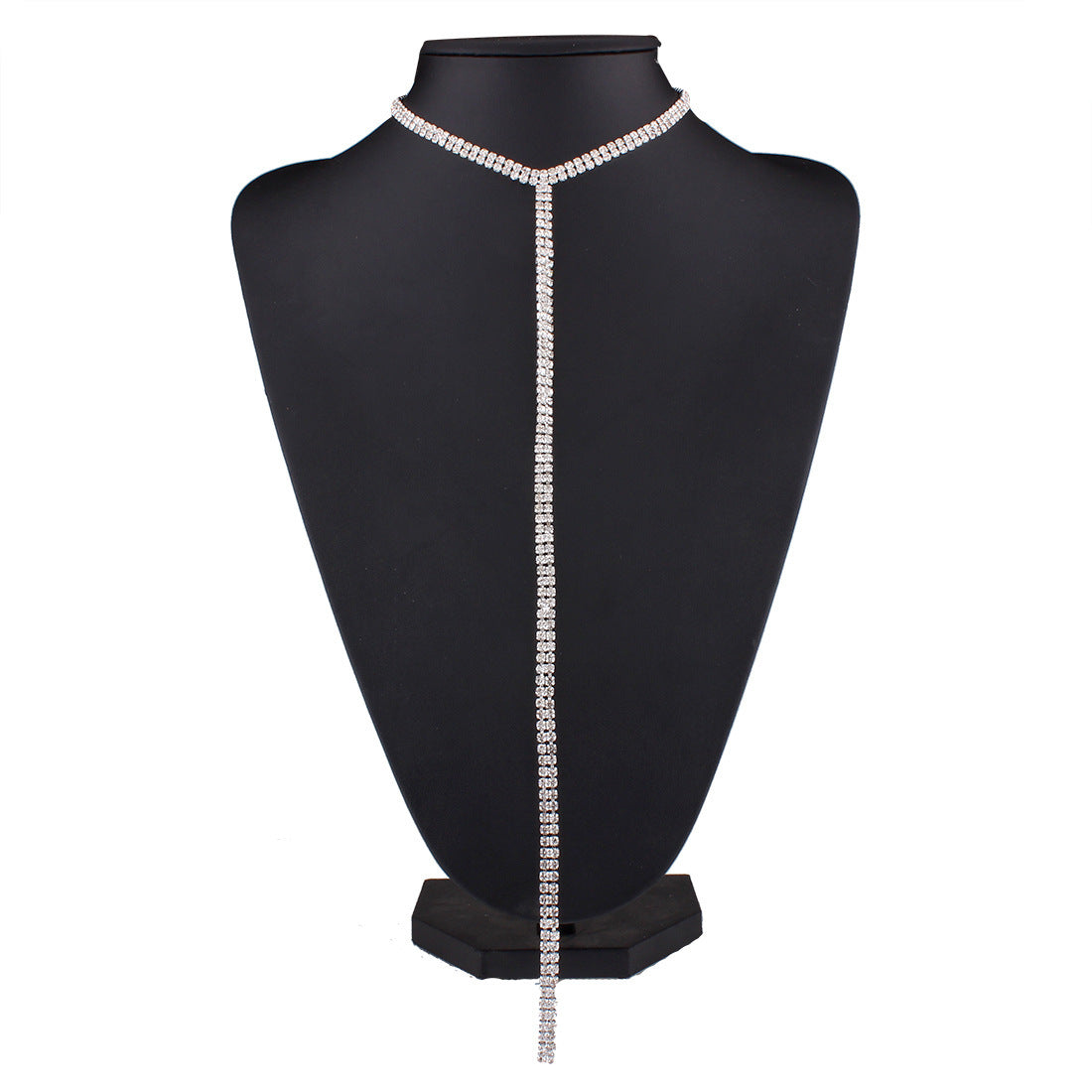 Luxurious Rhinestone and Tassel Collarbone Necklace from Planderful Collection