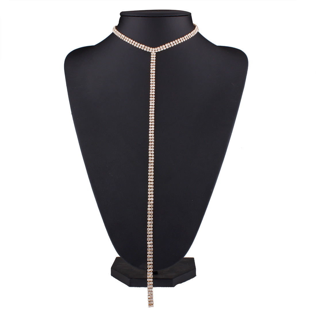 Luxurious Rhinestone and Tassel Collarbone Necklace from Planderful Collection