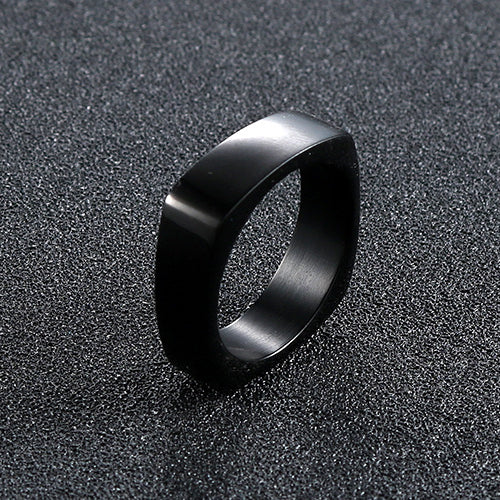 Sleek Titanium Steel Square Ring for Men – Modern European and American Fashion Jewelry