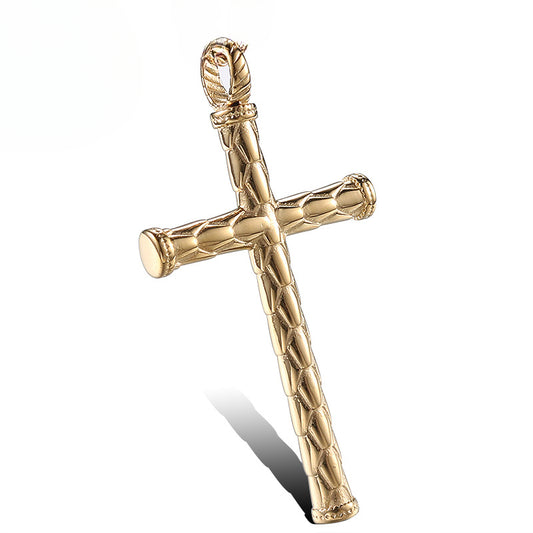 Retro Punk Men's Golden Book Cross Pendant - Stainless Steel Jewelry for Modern Fashion