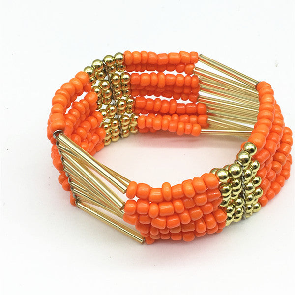 Colorful Boho Rice Beads Stretch Bracelet - Planderful Collection Vienna Verve