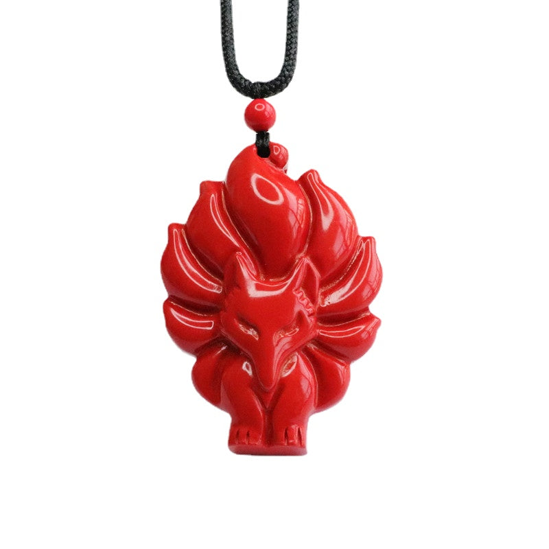 Cinnabar Nine Tail Fox Pendant