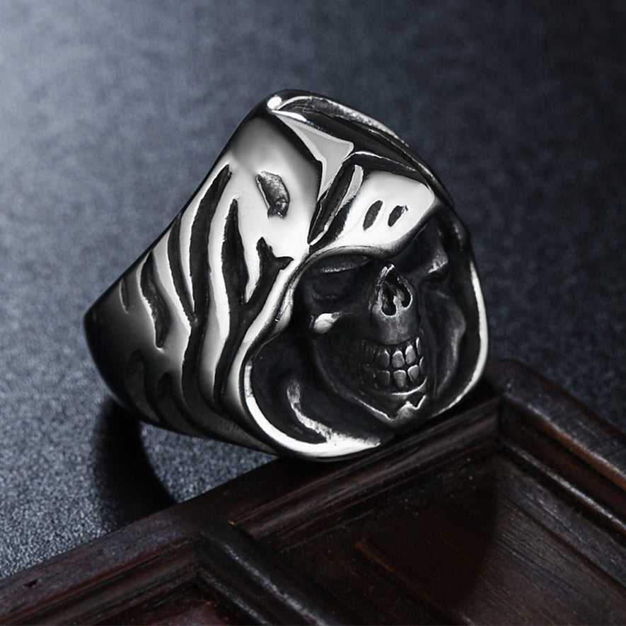 Halloween Wizardry Skull Head Titanium Steel Ring for Men