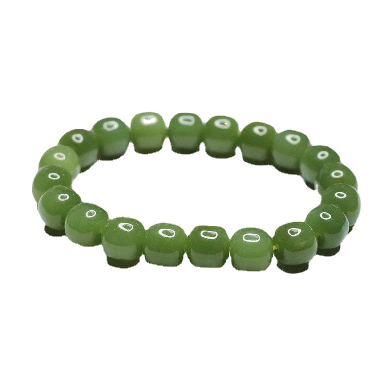 Fortune's Favor Sterling Silver Bracelet with Natural Hotan Jade and Jasper Beads