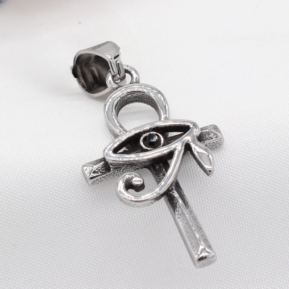 Eye of Horus Ankh Cross Titanium Steel Pendant for Men