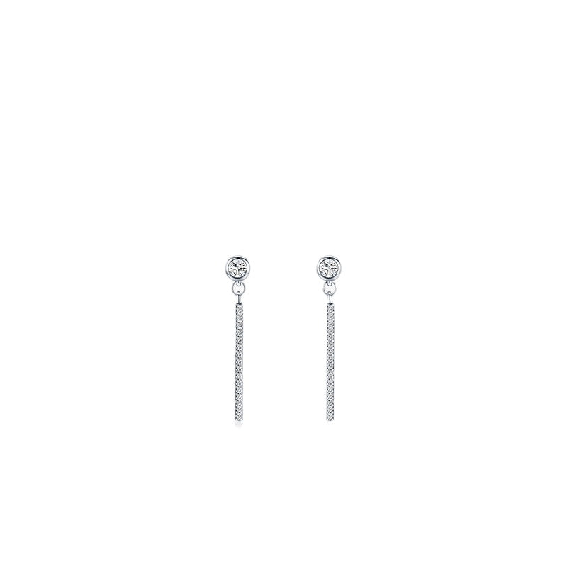 Elegant S925 Sterling Silver Zircon Studded Long Earrings - Fashionable Women's Accessory