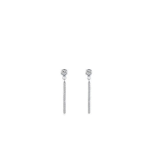 Elegant S925 Sterling Silver Zircon Studded Long Earrings - Fashionable Women's Accessory