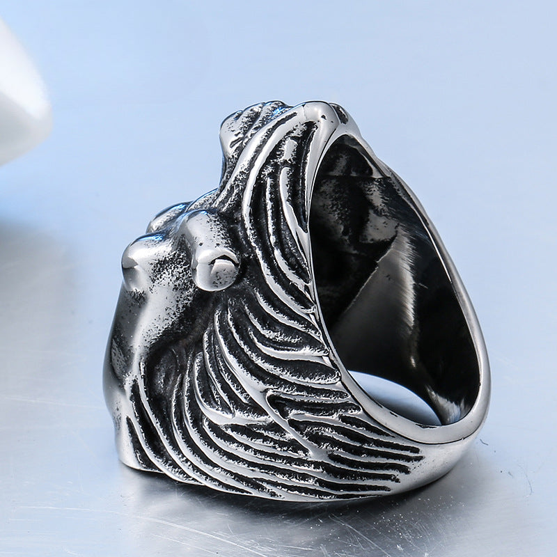 Titanium Steel Venus Muse Ring for Men - Korean Style Nightclub Big Ring in Sizes 7-13