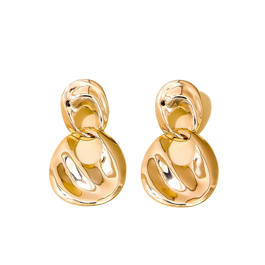 Glamorous Metallic Double Ring Women's Earrings - Vienna Verve Collection