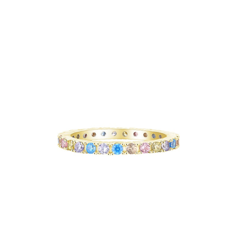 Everyday Genie Sterling Silver Rainbow Zircon Fashion Ring