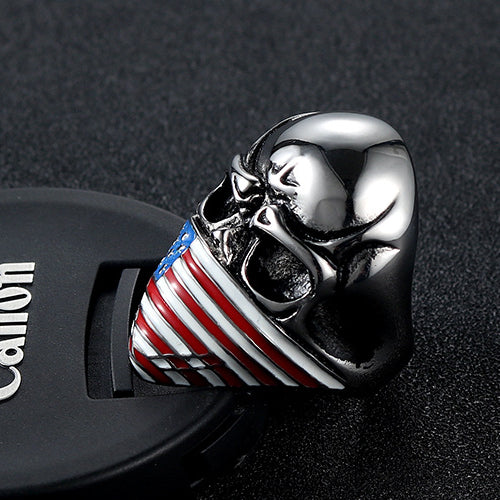 Retro American Flag Skull Titanium Steel Ring for Men - Personalized Fashion Jewelry