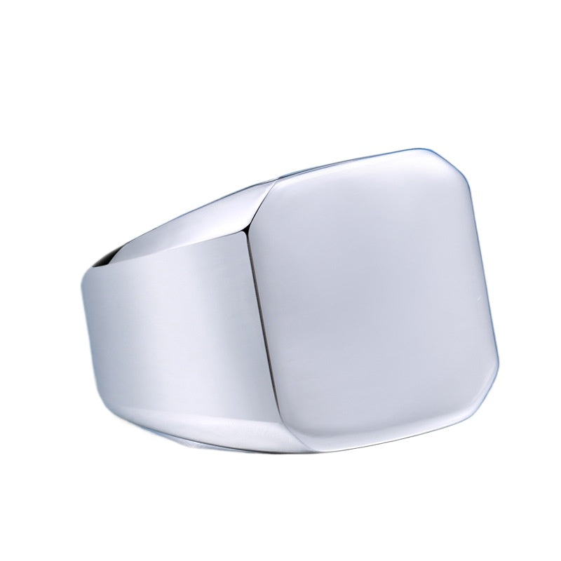 Trendy Men's Titanium Steel Ring - Simple Polished Stainless Steel Band for Everyday Wear