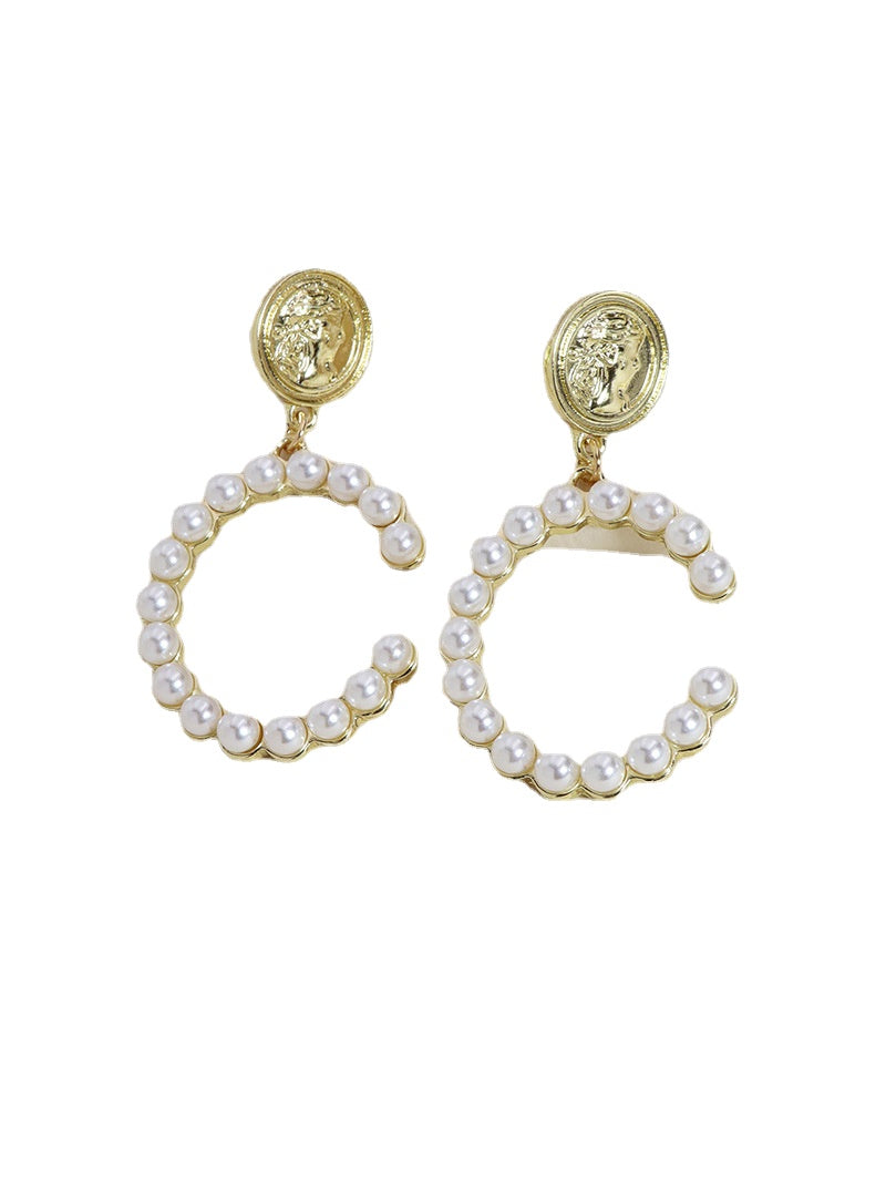 Golden Coin Pearl Earrings - Vienna Verve Collection