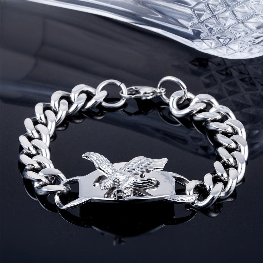 Men's Punk Eagle Titanium Steel Bracelet - European and American Stainless Steel Jewelry Wholesale