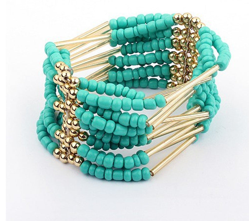 Colorful Boho Rice Beads Stretch Bracelet - Planderful Collection Vienna Verve