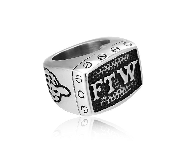 Cool Exaggerated Titanium Steel Ring for Men, European and American Style