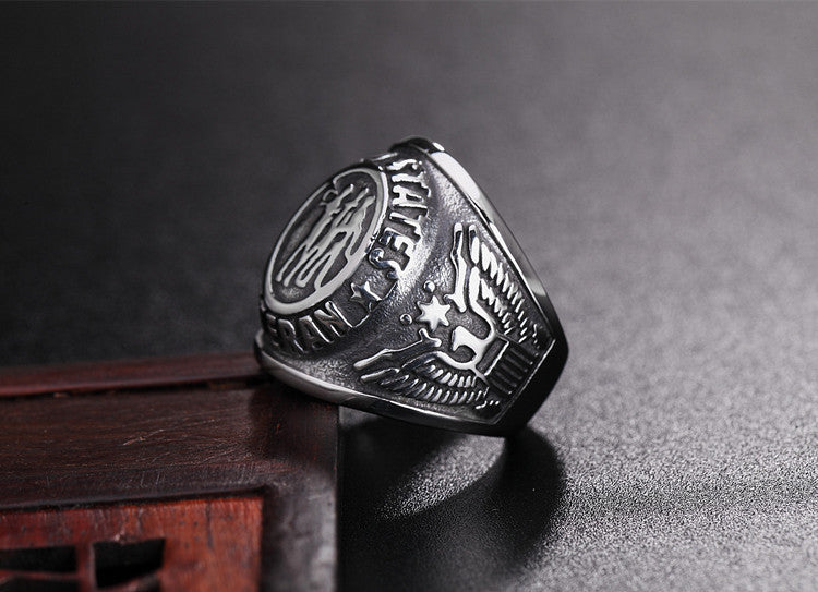 Eagle Military Ring for Men - Titanium Steel Marine Corps Ring