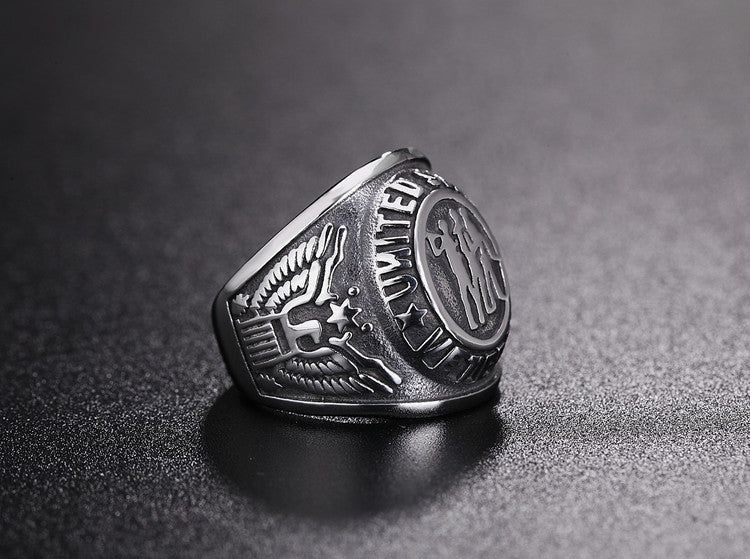 Eagle Military Ring for Men - Titanium Steel Marine Corps Ring