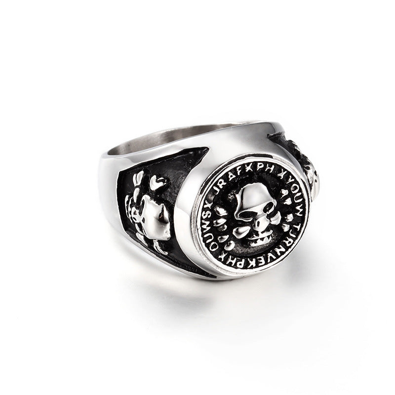 Vintage Punk Skull Ring for Men - Stainless Steel Ghost Head Jewelry in Sizes 7-13