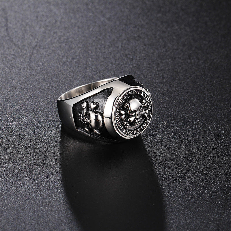 Vintage Punk Skull Ring for Men - Stainless Steel Ghost Head Jewelry in Sizes 7-13