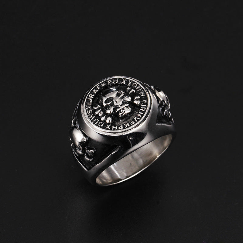 Vintage Punk Skull Ring for Men - Stainless Steel Ghost Head Jewelry in Sizes 7-13