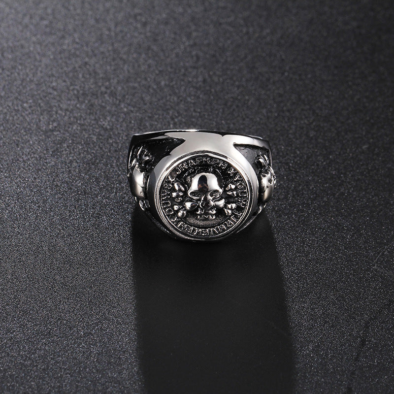 Vintage Punk Skull Ring for Men - Stainless Steel Ghost Head Jewelry in Sizes 7-13