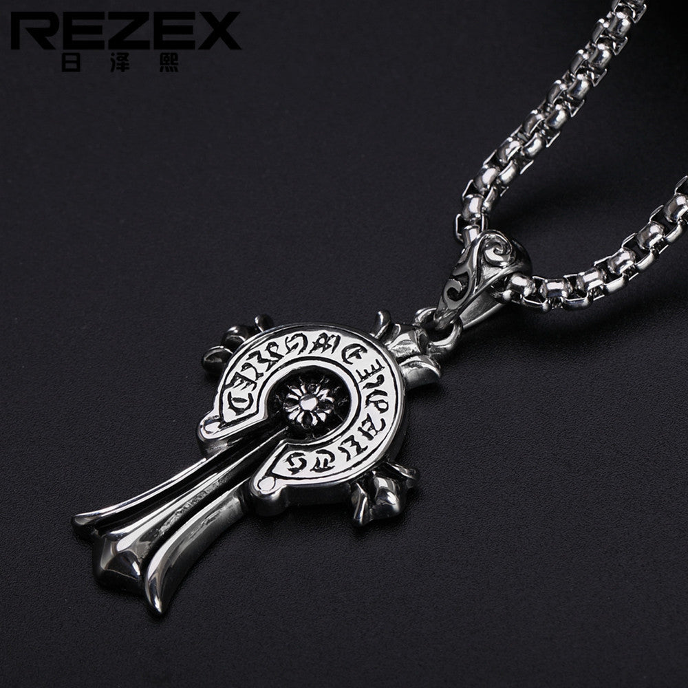 Gothic Celtic Cross Flower Titanium Steel Pendant for Men