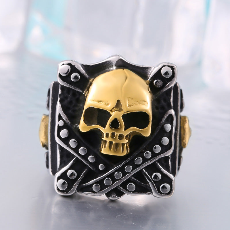 Men's Retro Skull Ring in Titanium Steel - Edgy Stainless Steel Jewelry for Unique Style