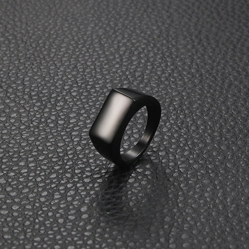 Stylish Rectangular Stainless Steel Ring for Men - European and American Inspired Fashion