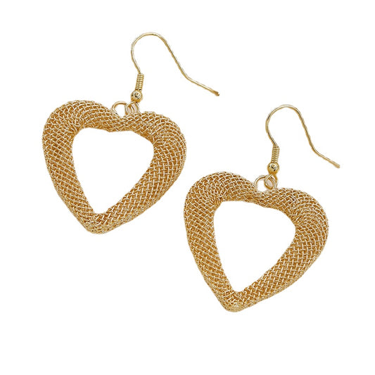 European Chic Metal Mesh Love Earrings, Unique Design Earrings, Qingdao Jewelry