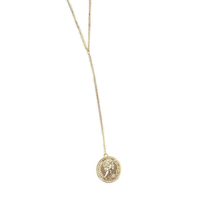 Golden Coin Pendant Necklace - Women's Fashion Statement Jewelry